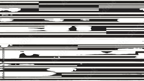 Distressed grunge black horizontal lines abstract pattern on an isolated white background, creating a rough texture.