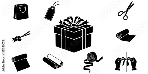 Gift Wrapping Service Mall Retail Silhouette