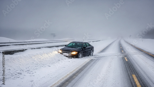 Car Stuck in Snow Storm