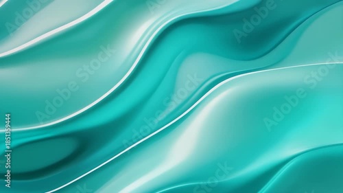 Wallpaper Mural A vibrant abstract background featuring smooth, flowing waves and glossy textures in shades of teal and turquoise. Torontodigital.ca