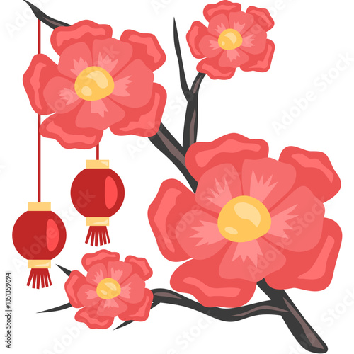 Chinese plum blossom with lattern