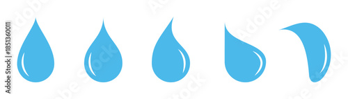 Water drop shape icons, blue rain water drops symbol vector illustration