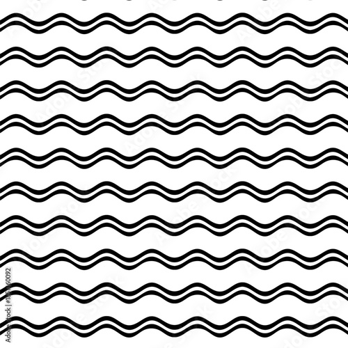 Black wavy line pattern. Wallpaper, background, wrapping, fabric...
