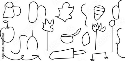 Hand Drawn Household Essentials and Medical Doodle Icons Set.