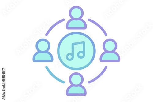 Virtual Collaboration Hub. a collaborative-session coordinator interface linking multiple glowing avatars around a central track