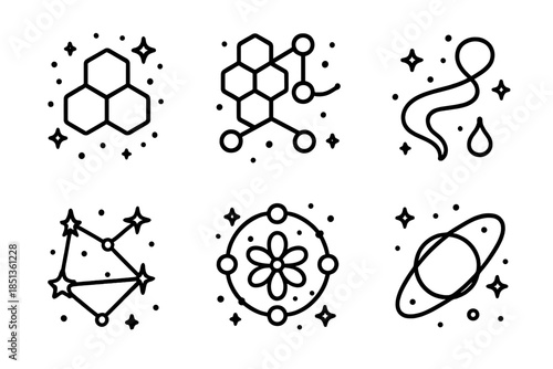 Celestial Sweet Patterns. Icons for: celestial honey network patterns, cosmic nectar junctions, astral syrup pathways, stellar