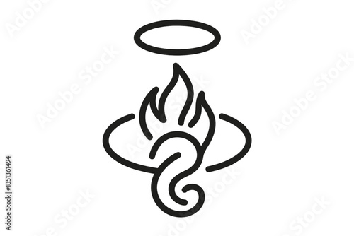 Radiant Faith Swirl. Line style icons of a frontline swirl of consecration: radiant spiral with halo center, flowing line path