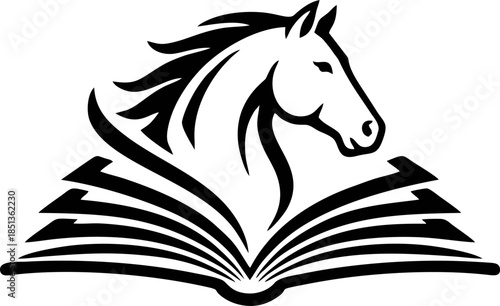 Open Book Horse Negative Space Education Storytelling Logo