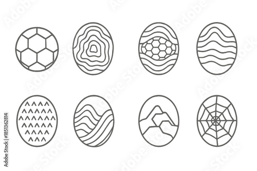 Insect Eye Mapping. Line style icons of insect eye mountain mapping: faceted lens grid, terrain contour, compound vision map,