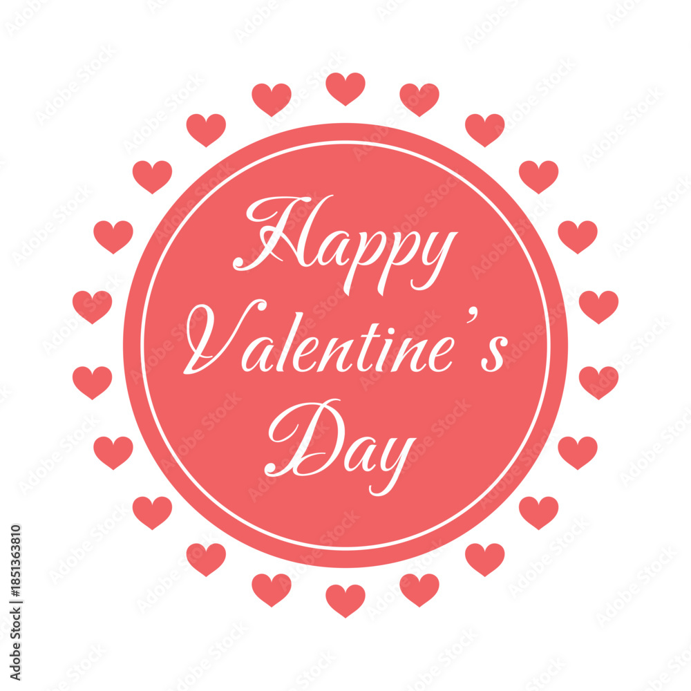 Fototapeta premium Vector Happy Valentine's Day Text With Circular Hearts