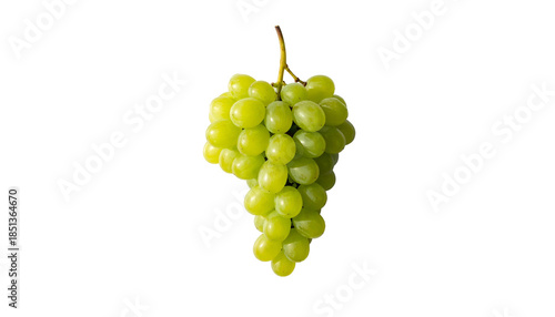 A vibrant bunch of green grapes isolated against a solid black background