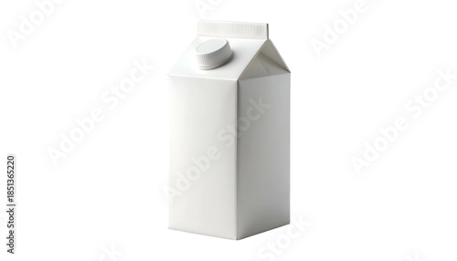 A white, rectangular carton, viewed from the front, with a white cap, isolated on black