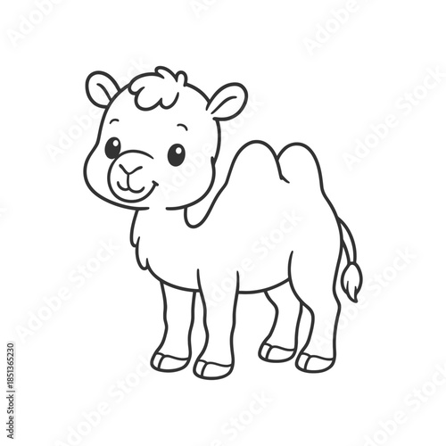 Cute cartoon camel character smiling in a fun vector style