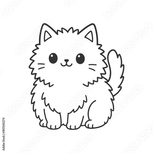 Cute cartoon of fat kitten 