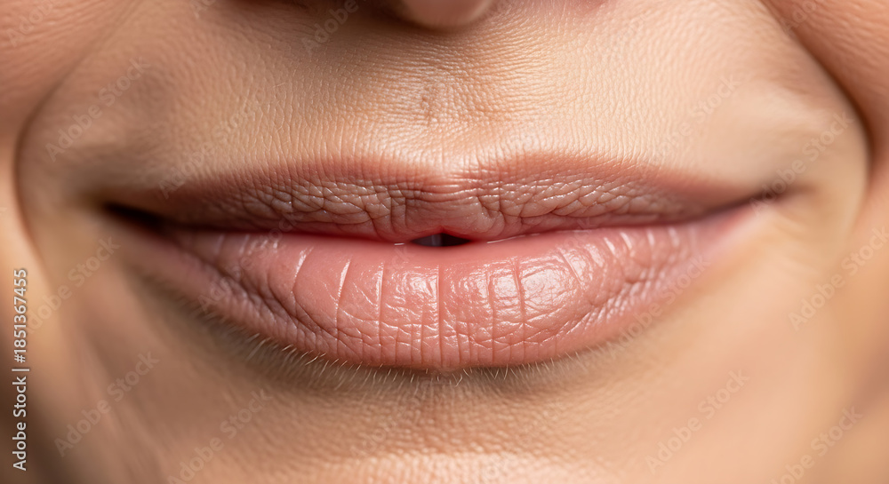 Fototapeta premium Closeup of a womans lips with natural makeup