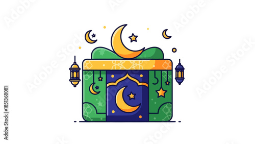 Whimsical Night Lantern with Crescent Moons and Stars for Ramadan Celebration