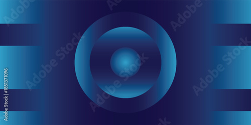 Abstract blue gradient background with glowing concentric circles and horizontal light bands, creating a modern and dynamic digital design.