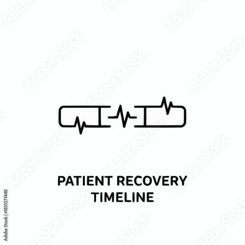 Patient recovery timeline with heartbeat line graph