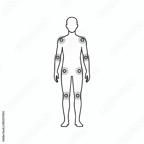 Human body outline with highlighted muscle points for fitness and anatomy
