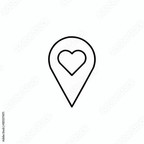 Heart shaped location pin icon for love places