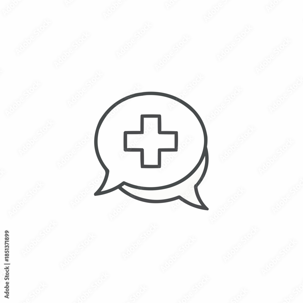 Obraz premium Medical chat symbol with cross in speech bubble icon