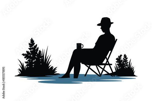 Peaceful Outdoor Retreat Silhouette, relaxation concept