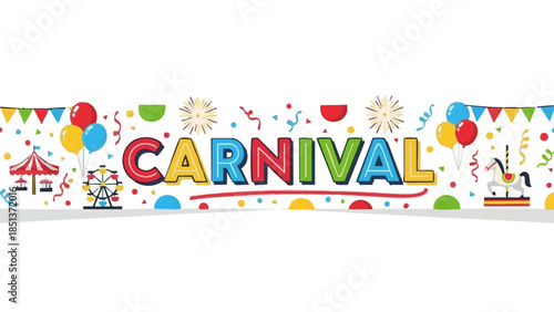 Colorful carnival banner with balloons and festive decorations  