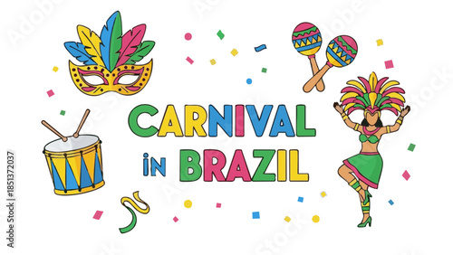 Colorful carnival celebration artwork representing Brazil's festivities  