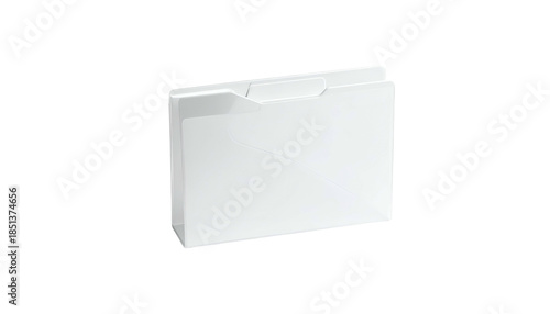 Isolated, white file folder with a top tab, rendered on a solid black background