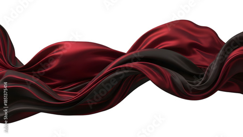 Abstract Flowing Silk Fabric Wave with Deep Folds Red and Black Transparent PNG