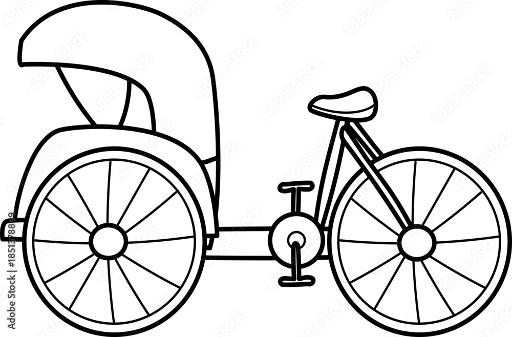 Fototapeta premium outline illustration of Becak recolorable