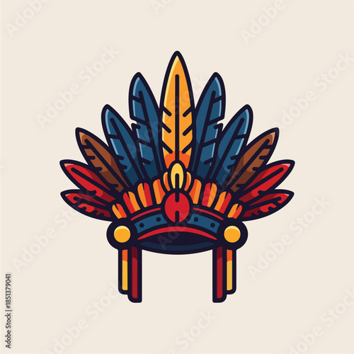 Native American Headdress with Feathers.