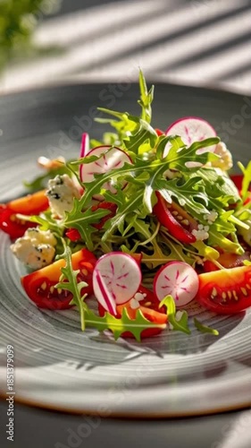Wallpaper Mural Gesunder Rucolasalat mit Avocado, Radieschen, Paprika, Tomate und Roquefort Torontodigital.ca