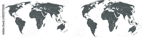 Vector World Map Illustration with Global Country Borders and Geographical Outlines for International Concepts