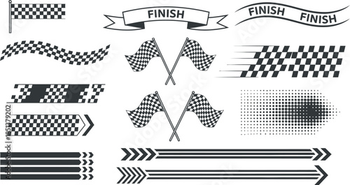 Racing Flags, Chequered Patterns, and Speed Lines Graphics