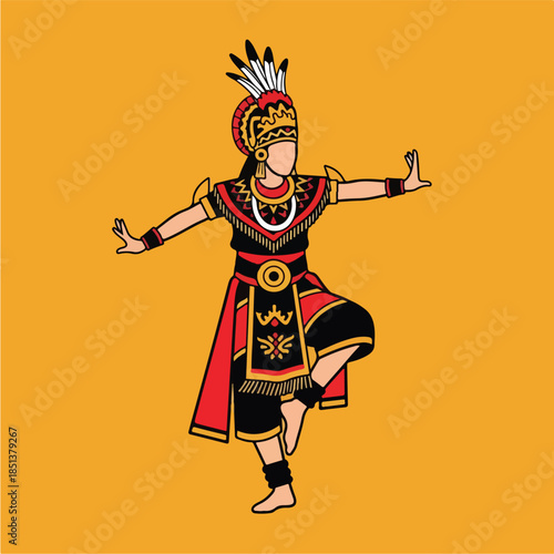 Traditional Indonesian Dancer Performing Cultural Dance.