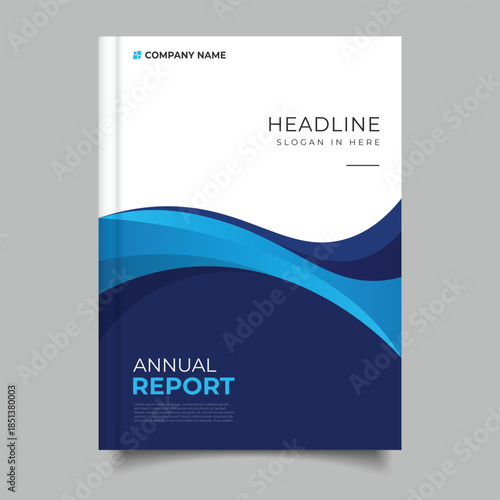 modern business annual report cover template flyer blue gradient curvy design