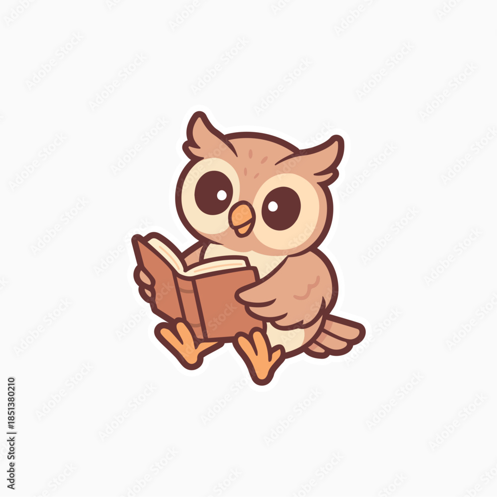 Obraz premium Cute Kawaii Owl Illustration Set – Adorable Cartoon Owl Characters in Soft Pastel Style for Kids Designs, Stickers, Prints, and Digital Projects