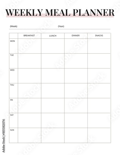 Printable Meal Planner – Daily, Weekly & Monthly Food Planning Template | Clean Minimal Meal Planning Page for Home & Kitchen Use