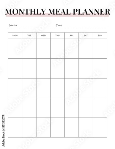 Printable Meal Planner – Daily, Weekly & Monthly Food Planning Template | Clean Minimal Meal Planning Page for Home & Kitchen Use