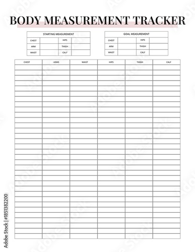 Body Measurement Tracker Printable | Fitness & Weight Loss Log | Health & Wellness Tracker Template