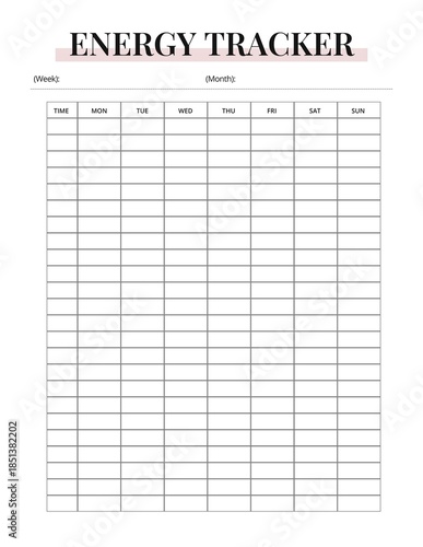 Energy Tracker Printable | Daily Mood & Wellness Log | Health & Productivity Tracker Template