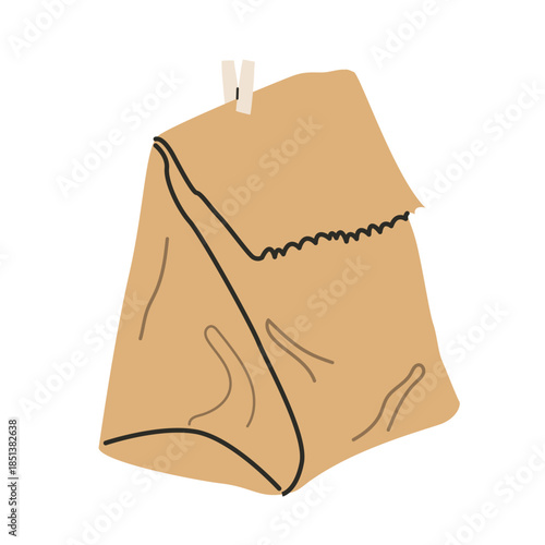 Take out food bag. Carton disposable, recyclable pack. Vector illustrations isolated on white background