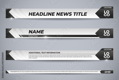 Set business gray lower third for broadcast and stream channels