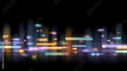 Wallpaper Mural Abstract colorful light pattern with vibrant glowing bars on a dark background representing music, data visualization, or digital art concepts Torontodigital.ca
