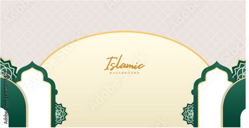 Islamic Banner with Dome Arch Mosque Decoration Stage Background Template