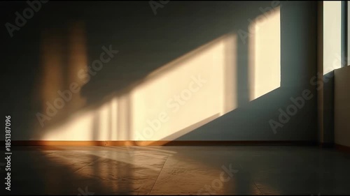 Sunlight Beams Entering Empty Modern Room Interior.