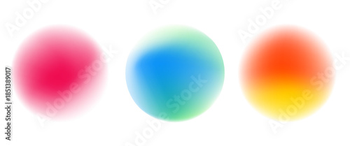 Set color circle gradient noise gradation. Abstract colorful watercolor blur mesh on isolated transparent background. Circle shape png.