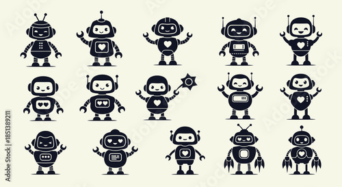 Collection of Various Robot Characters Designs.