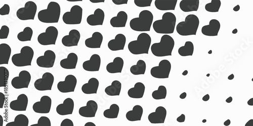 Pattern of Dark Hearts Fading into Dots.